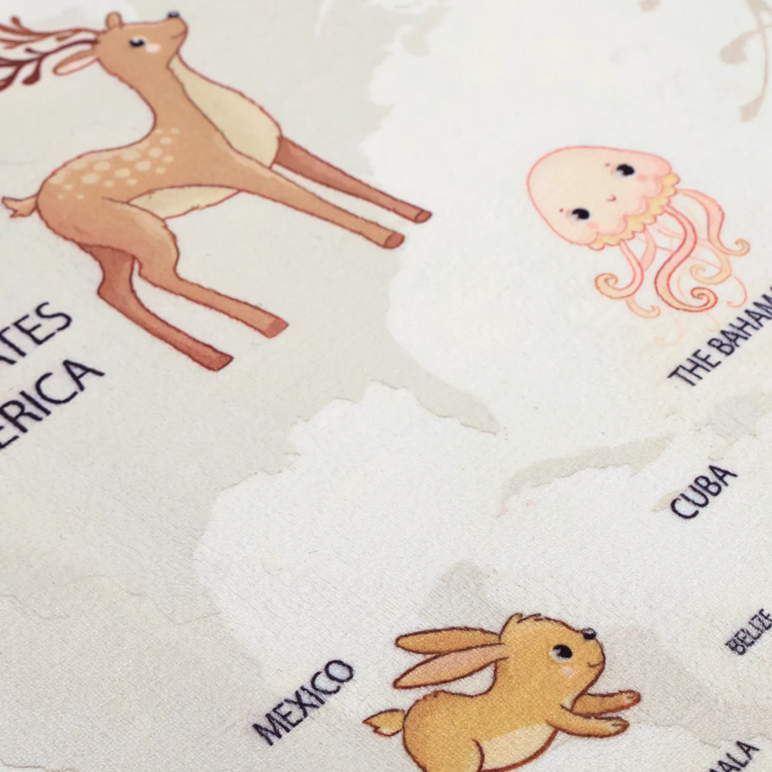 Kindervloerkleed - Animal Map (beige)