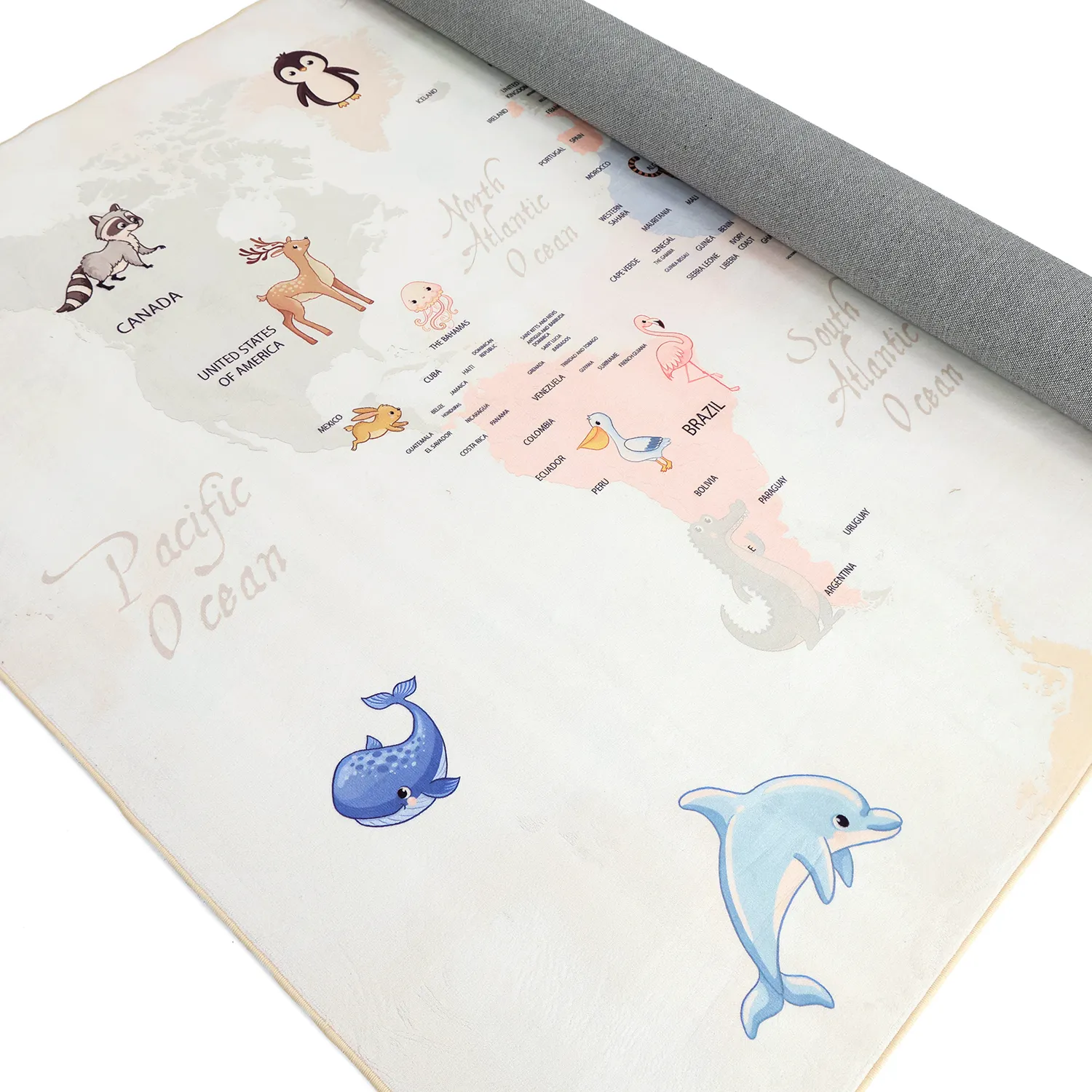 Kindervloerkleed - Animal Map (beige)