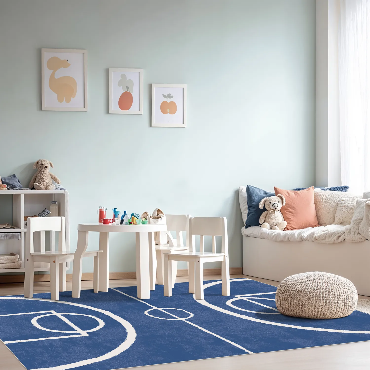 Kindervloerkleed - Basket (blauw)