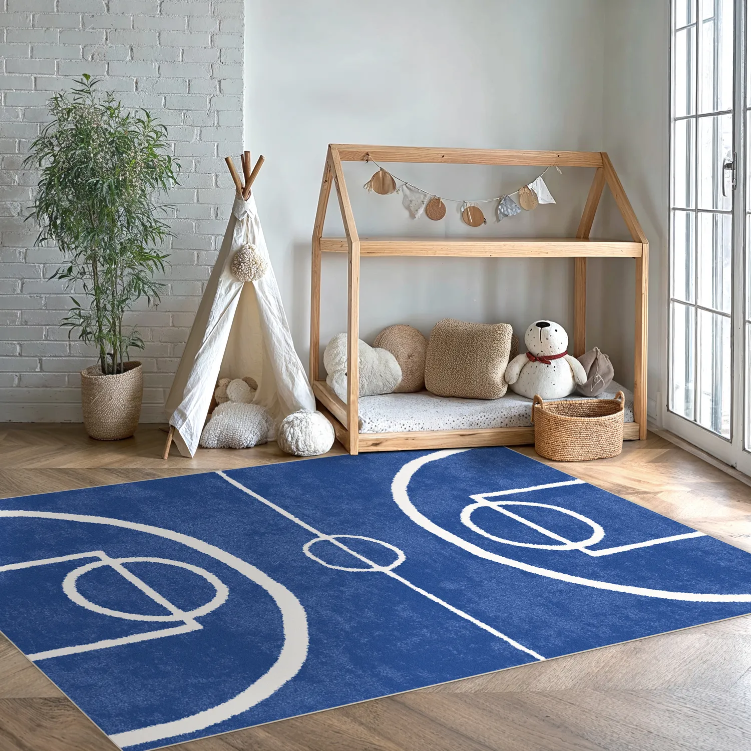 Kindervloerkleed - Basket (blauw)