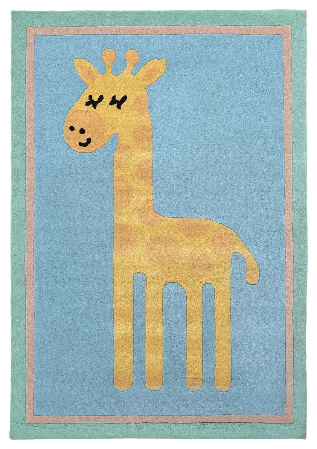 Kinderkleed - Giraffe Hand Tufted Wool Premium (lichtblauw/multi)