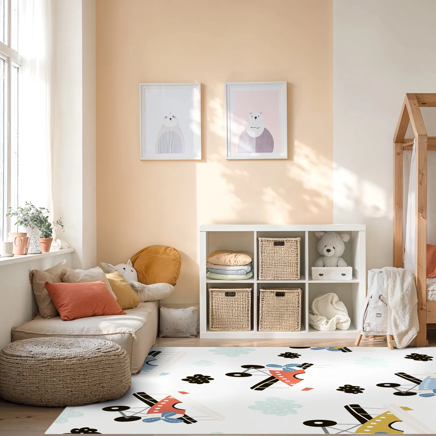 Kindervloerkleed - Plane Travel (multi)