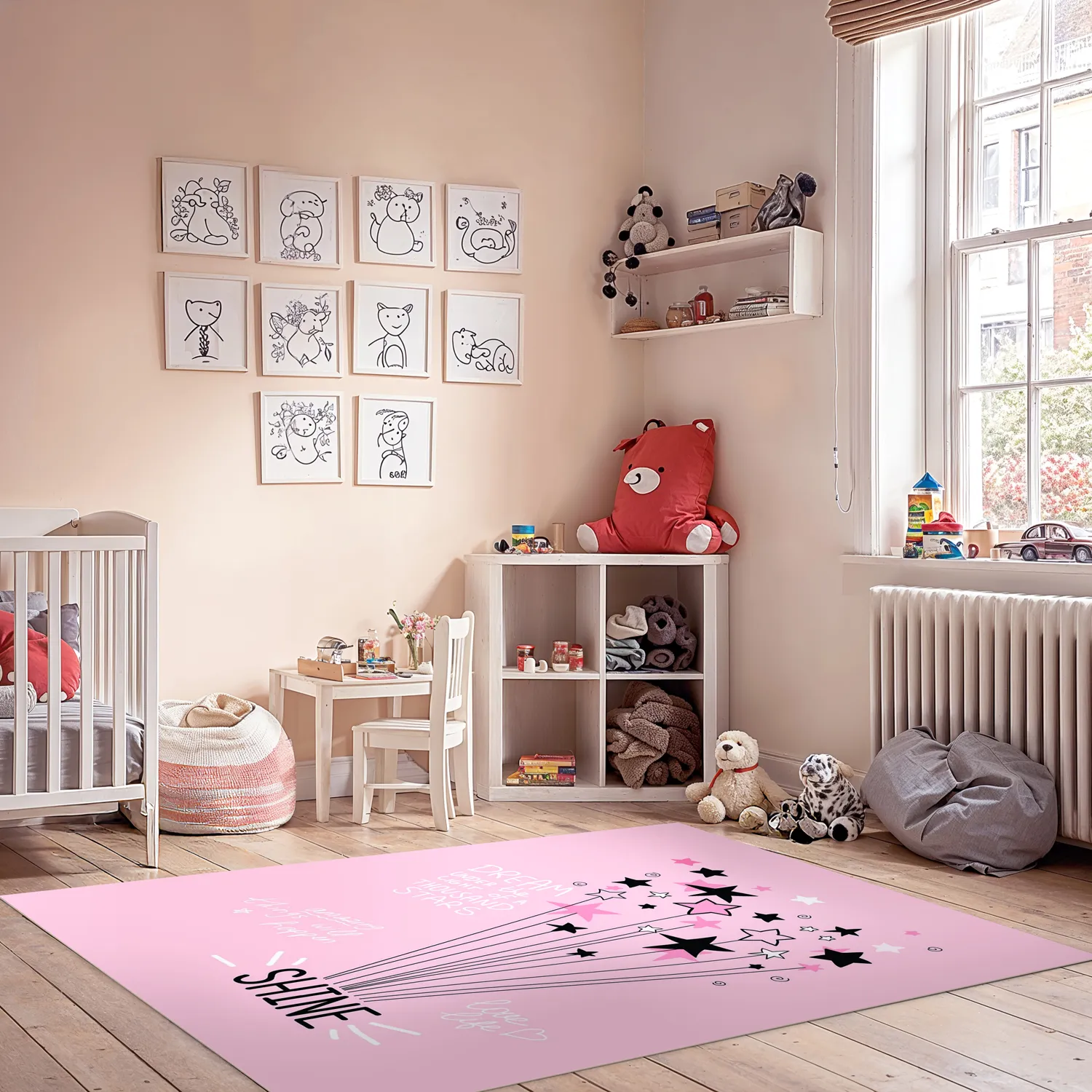 Kindervloerkleed - Starshine (roze)