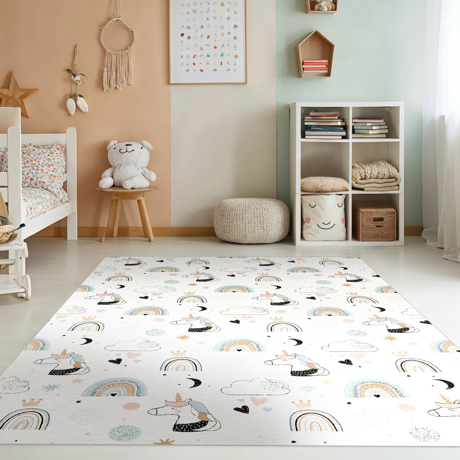 Kindervloerkleed - Unicorn Rainbow (roze)