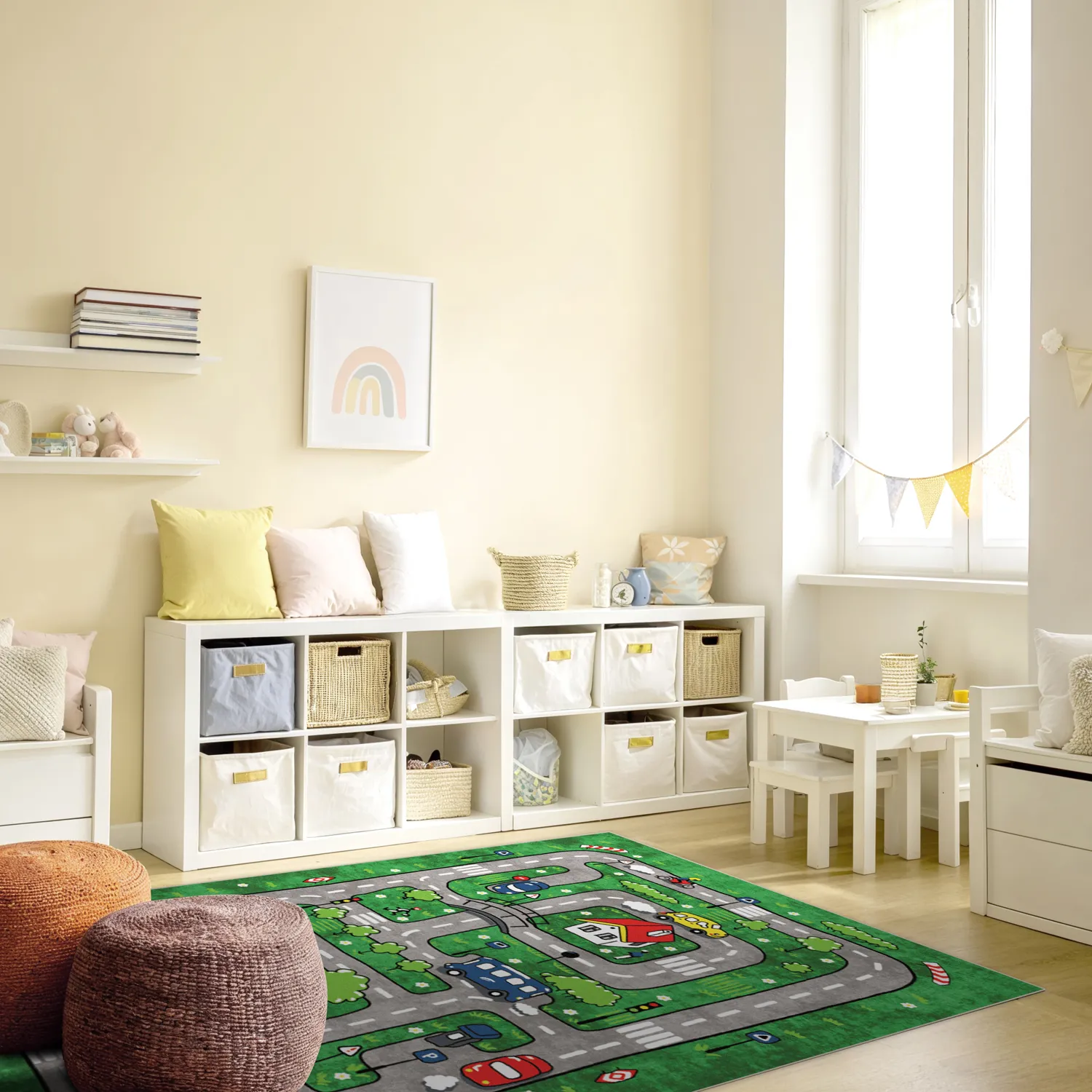 Kindervloerkleed - Village Road (groen)