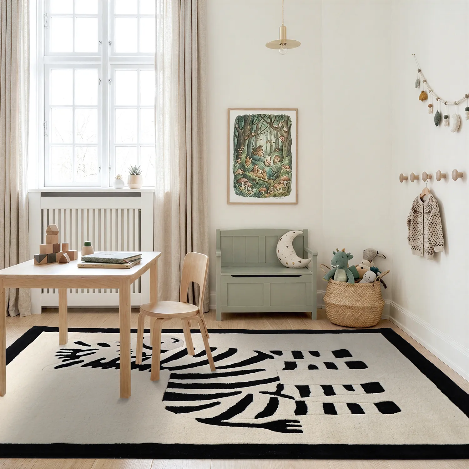 Kinderkleed - Zebra Hand Tufted Wool Premium (beige/zwart)