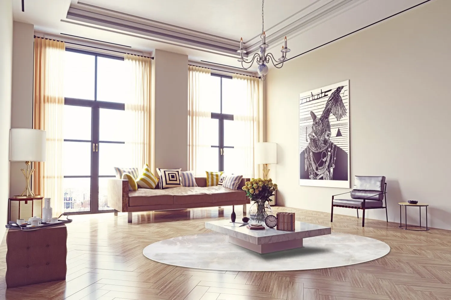 Rond vloerkleed - Rouen (beige)