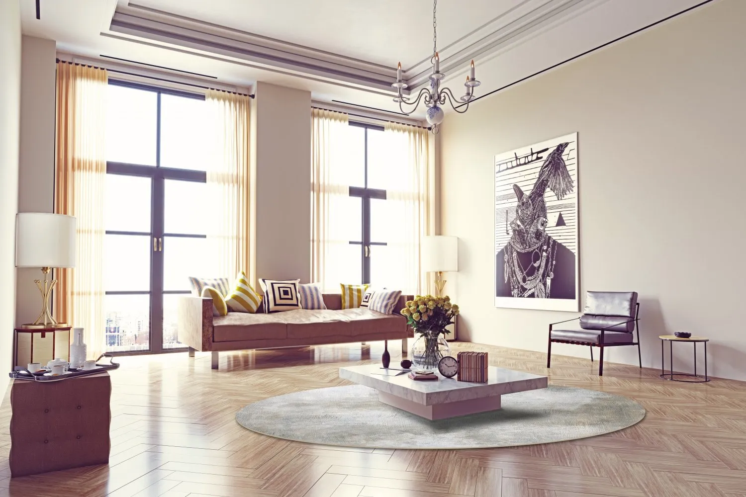 Rond vloerkleed - Malaga (beige)