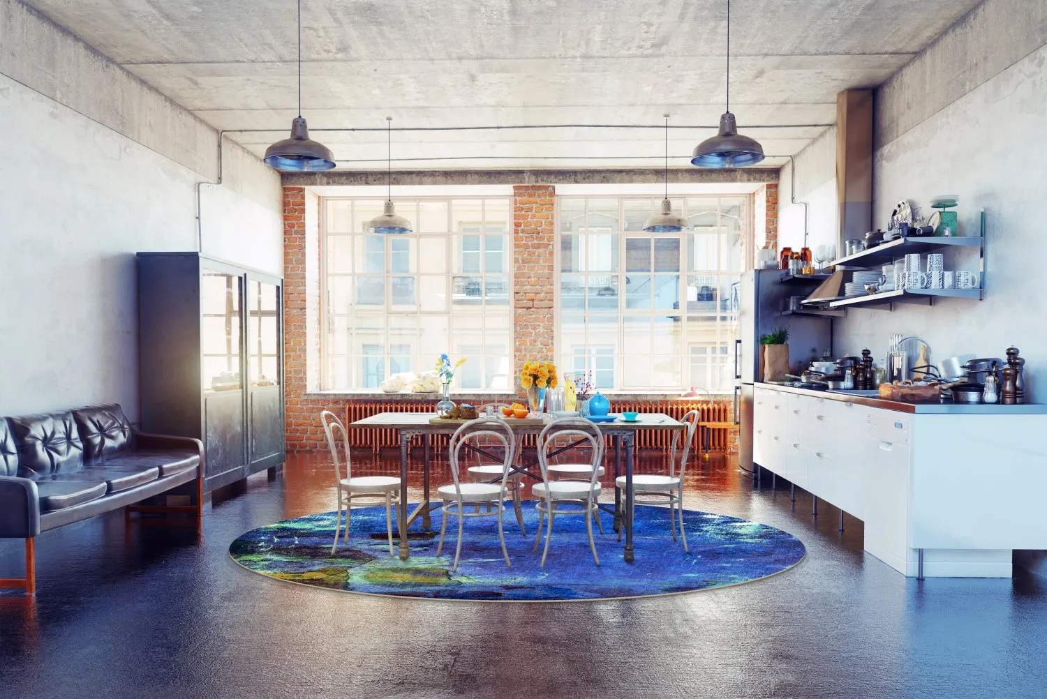 Rond vloerkleed - Gallo (blå)