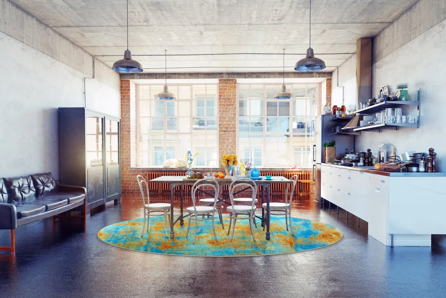 Rond vloerkleed - Molina (blå)