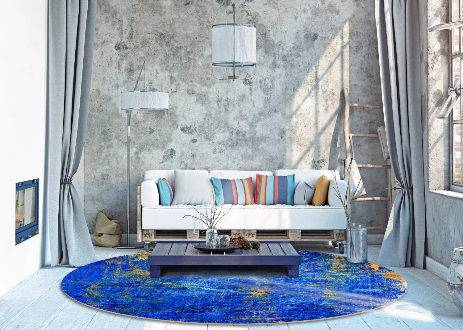 Rond vloerkleed - Taravilla (blå)