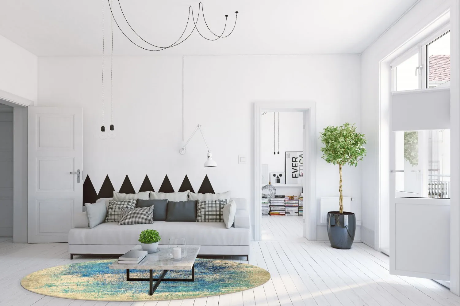 Rond vloerkleed - Sierra (blå)