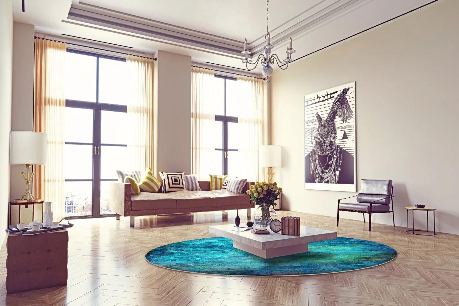 Rond vloerkleed - Pardos (blå)