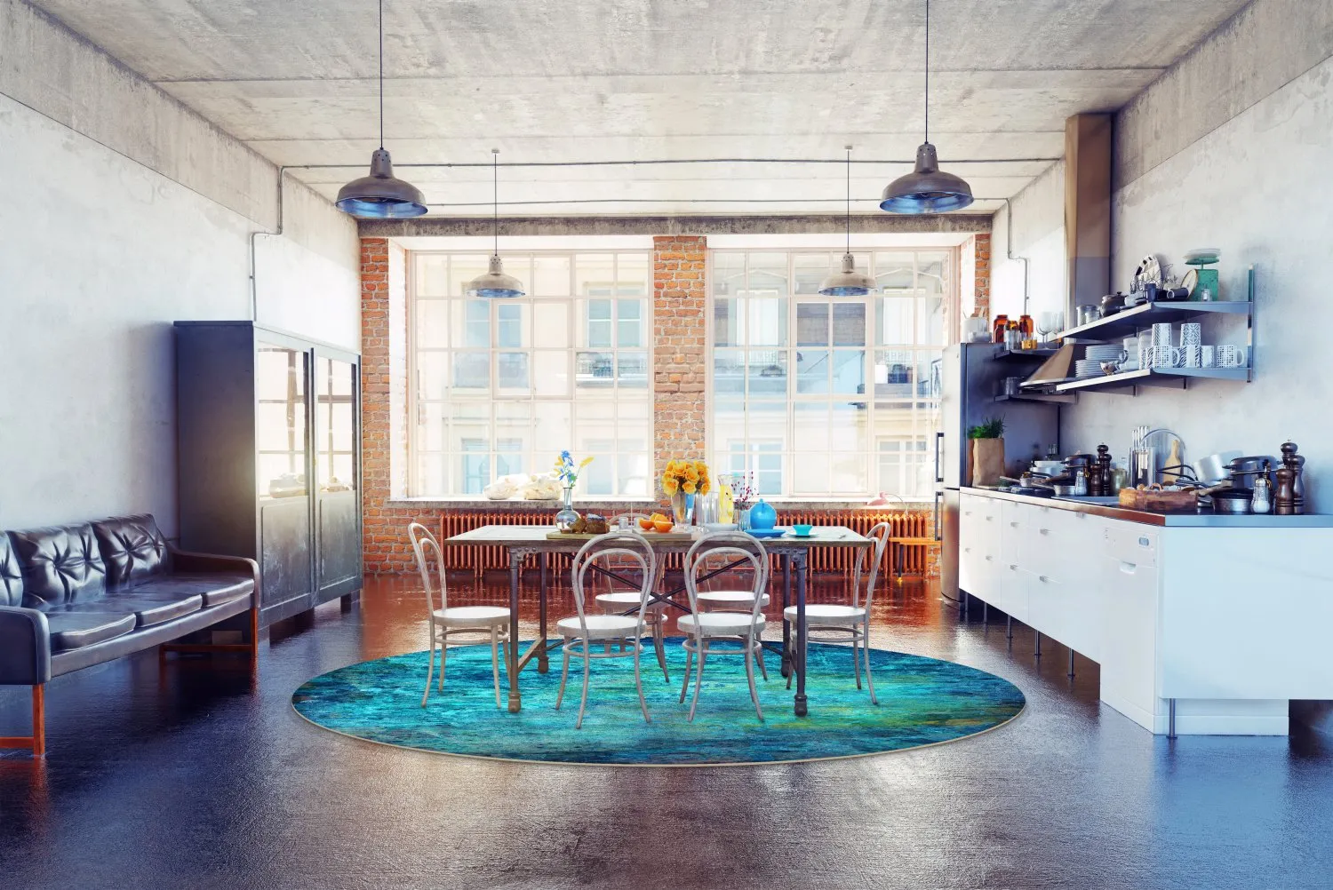 Rond vloerkleed - Pardos (blå)