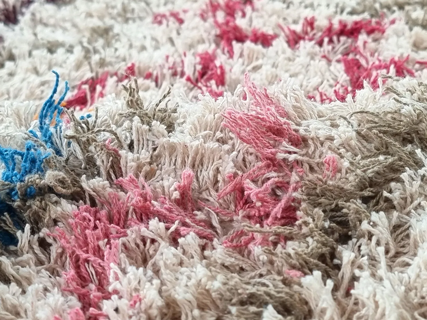 Hoogpolig vloerkleed - Calder Natural Cotton Shaggy (multi)