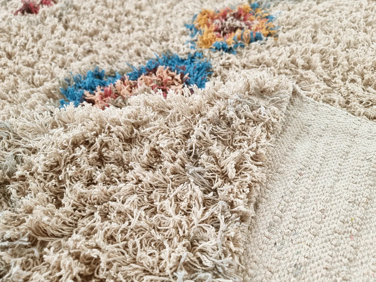 Hoogpolig vloerkleed - Marden Natural Cotton Shaggy (beige/multi)