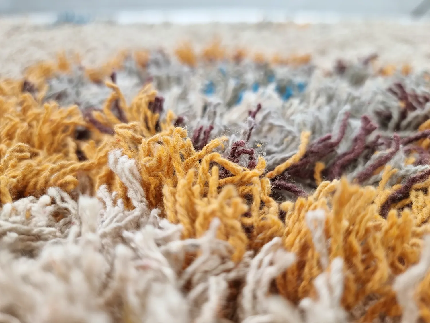 Hoogpolig vloerkleed - Marden Natural Cotton Shaggy (beige/multi)