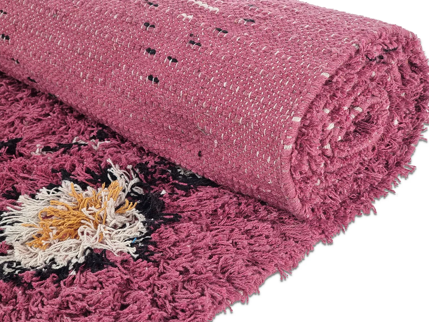 Hoogpolig vloerkleed - Nyle Natural Cotton Shaggy (roze/multi)