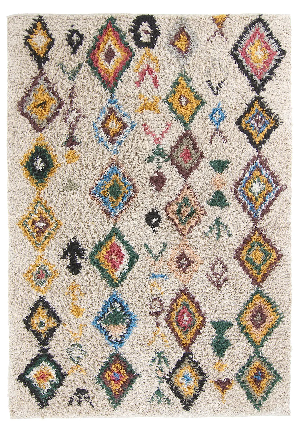 Hoogpolig vloerkleed - Siddel Natural Cotton Shaggy (beige/multi)