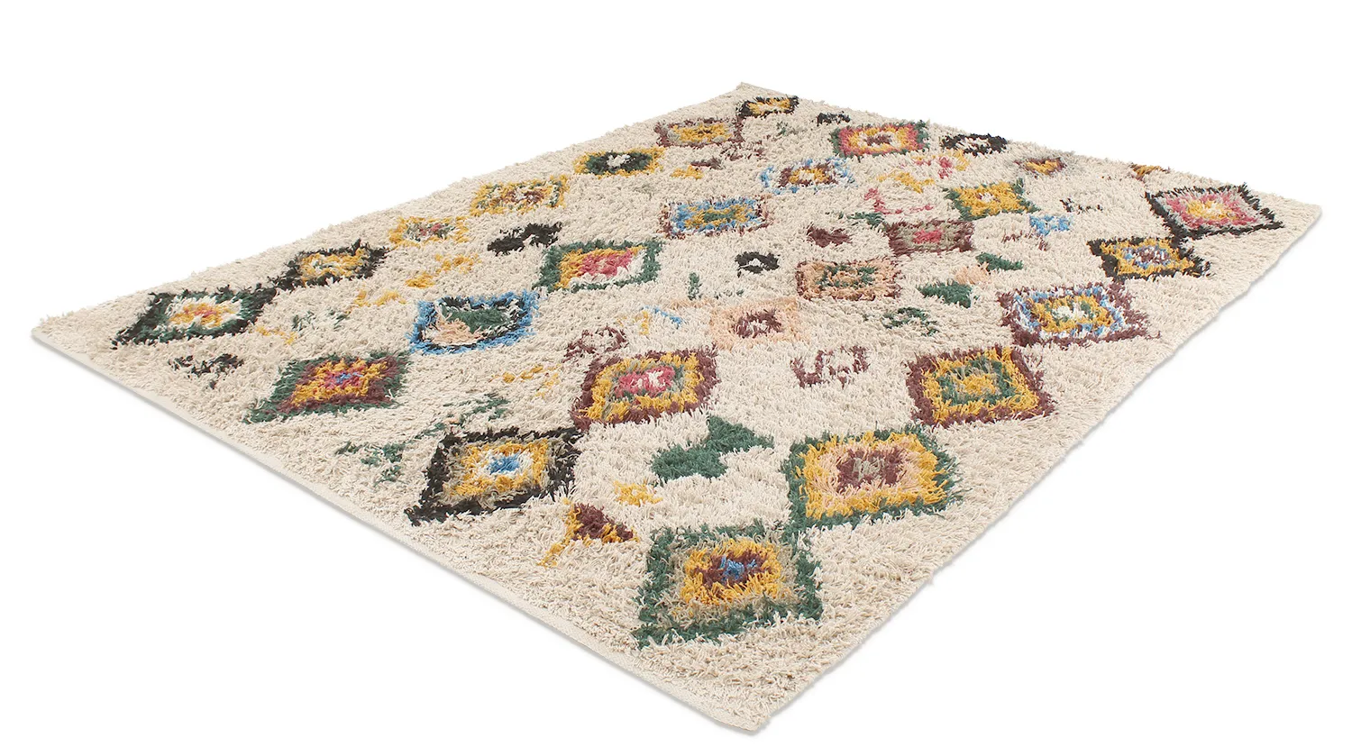 Hoogpolig vloerkleed - Siddel Natural Cotton Shaggy (beige/multi)