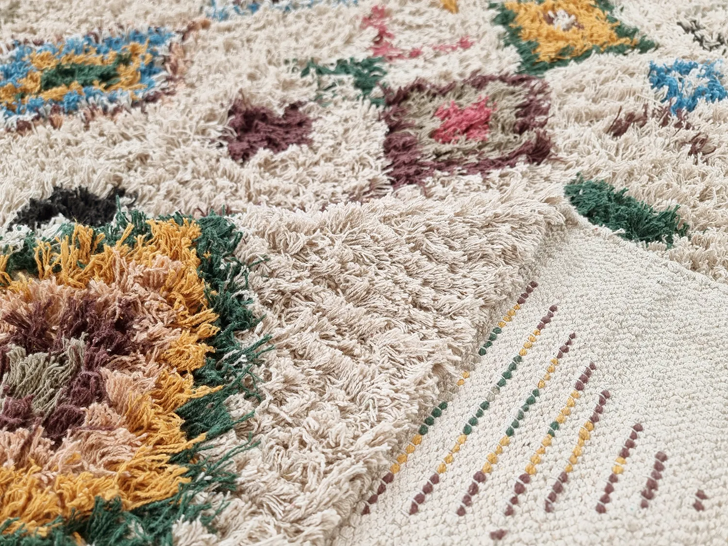 Hoogpolig vloerkleed - Siddel Natural Cotton Shaggy (beige/multi)