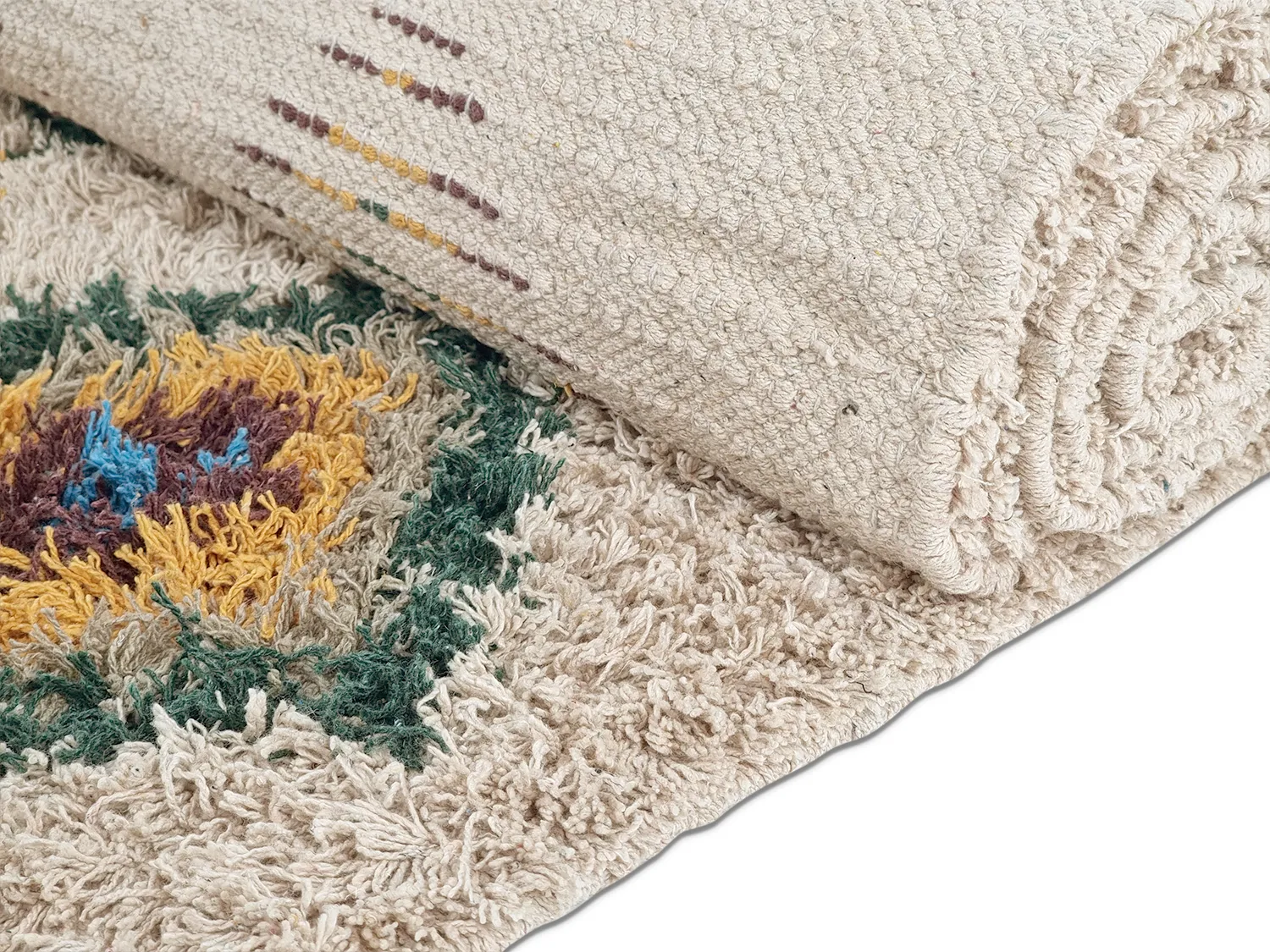 Hoogpolig vloerkleed - Siddel Natural Cotton Shaggy (beige/multi)
