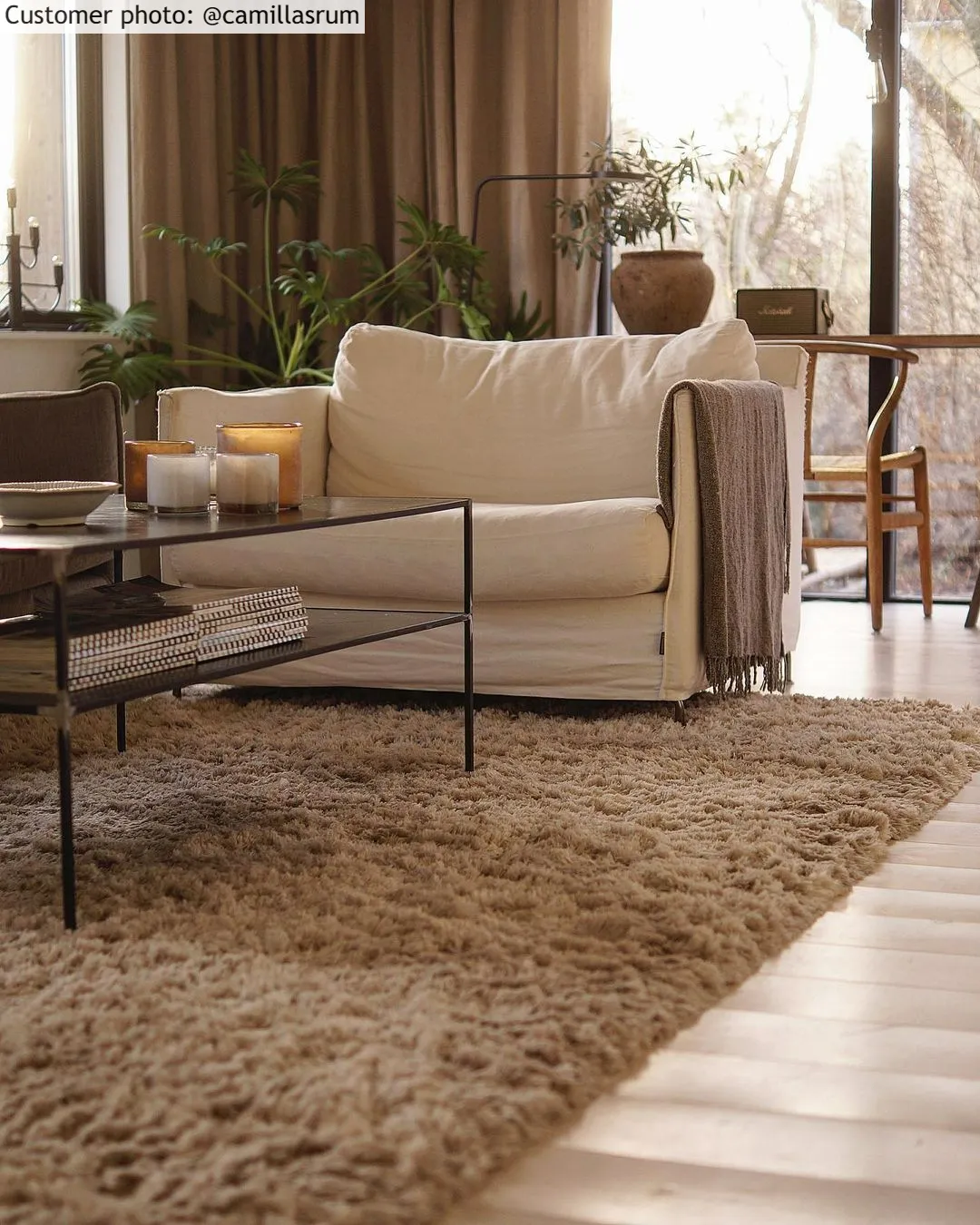 Hoogpolig vloerkleed - Kanvas (beige)