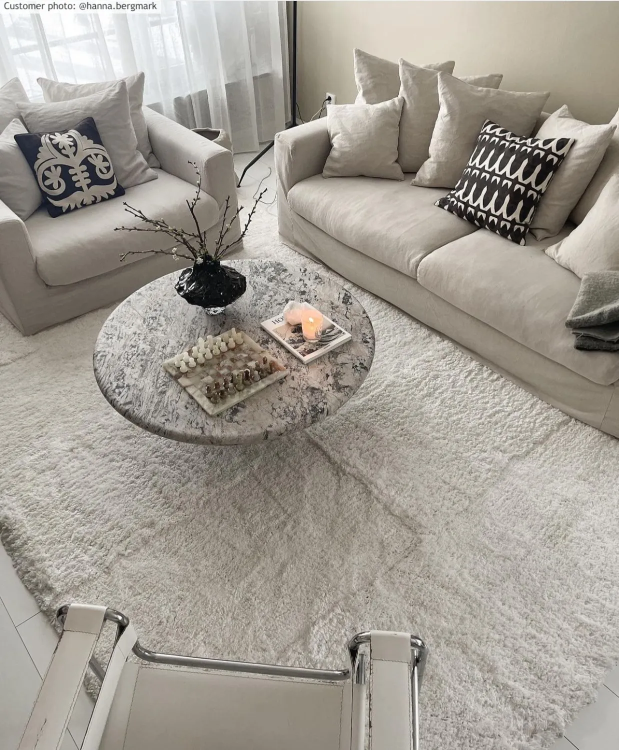 Hoogpolig vloerkleed - Cannes (wit)