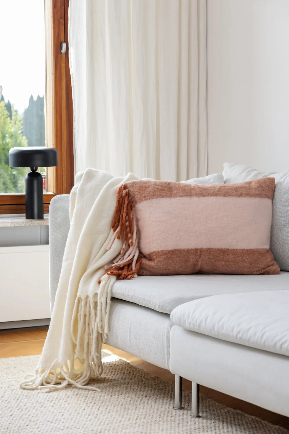 Kussenhoes van wolmix - Carol (roze)