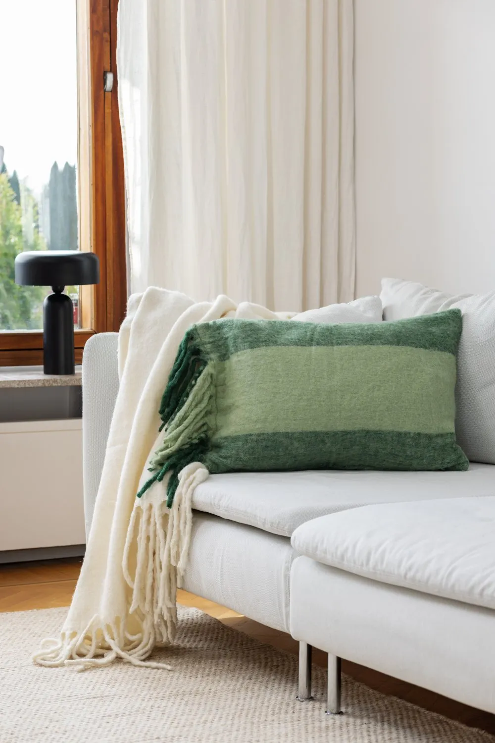 Kussenhoes van wolmix - Carol (groen)