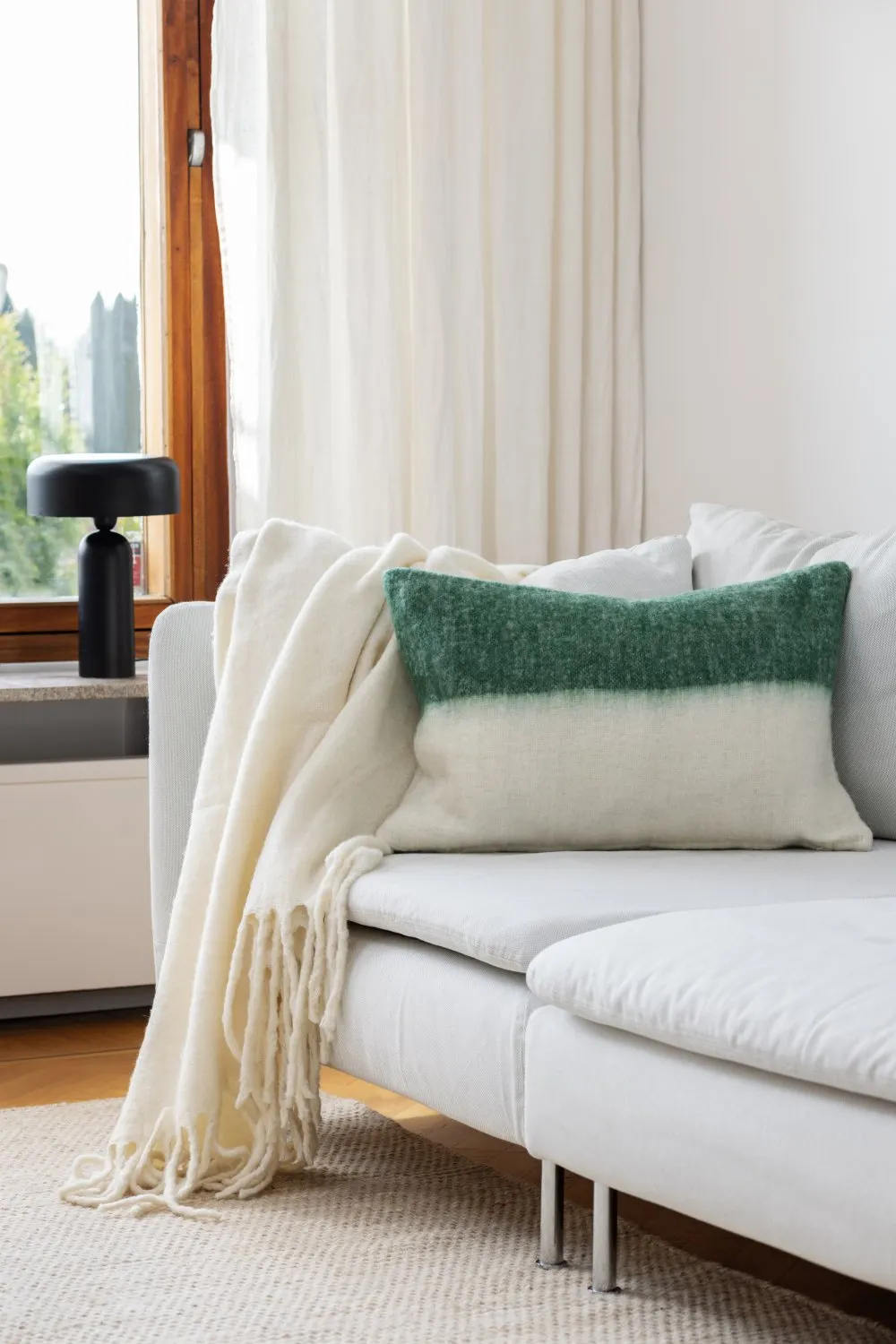 Kussenhoes van wolmix - Carrie (groen)