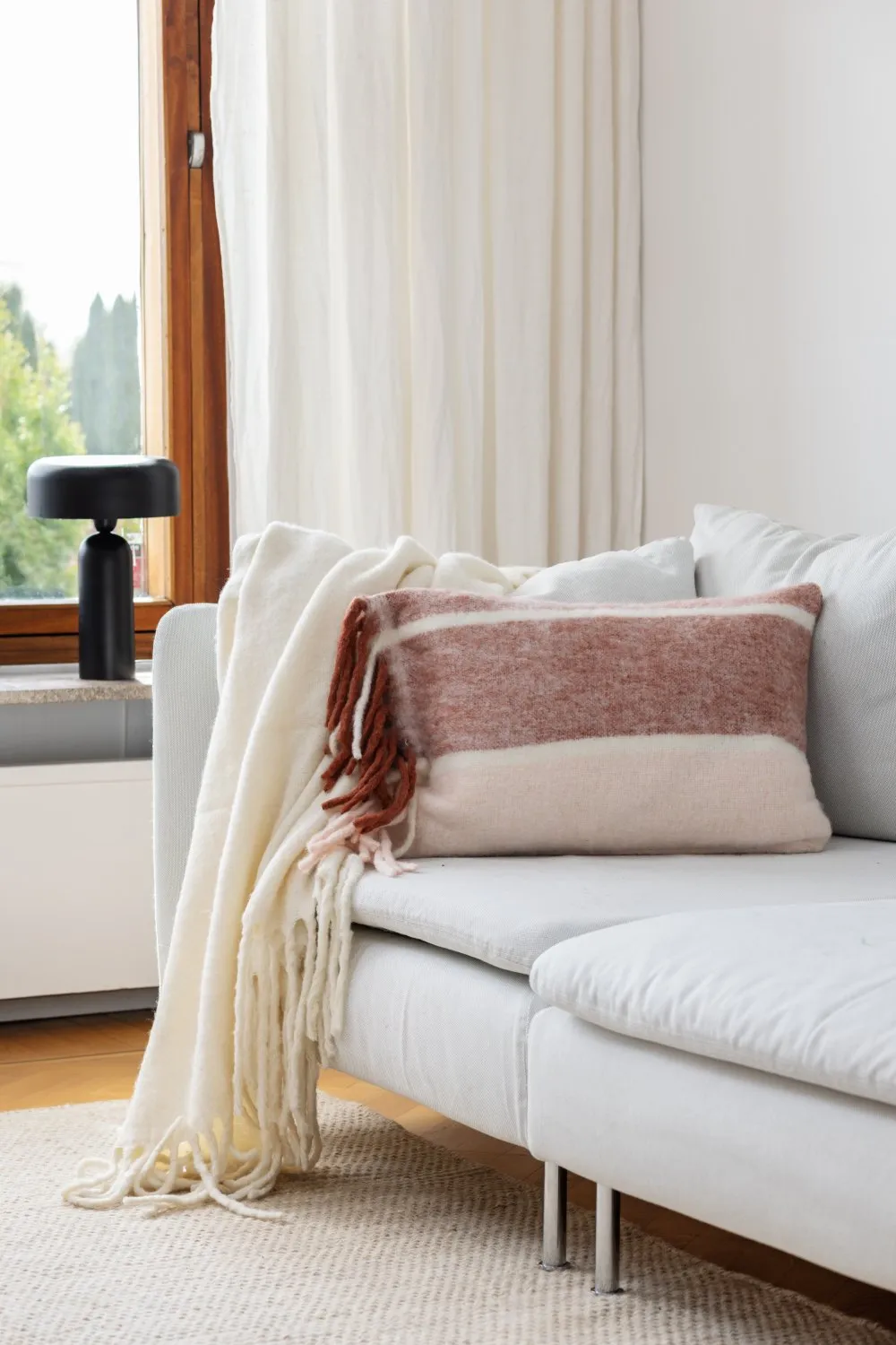 Kussenhoes van wolmix - Charlotte (roze)