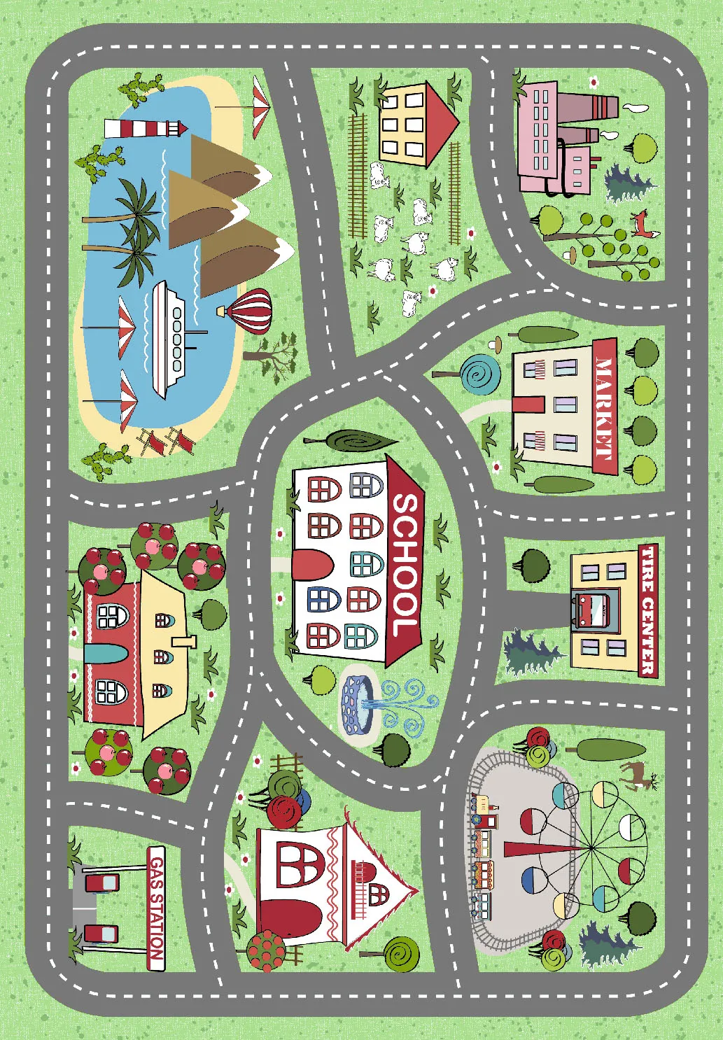 Kindervloerkleed - City Town (multi)