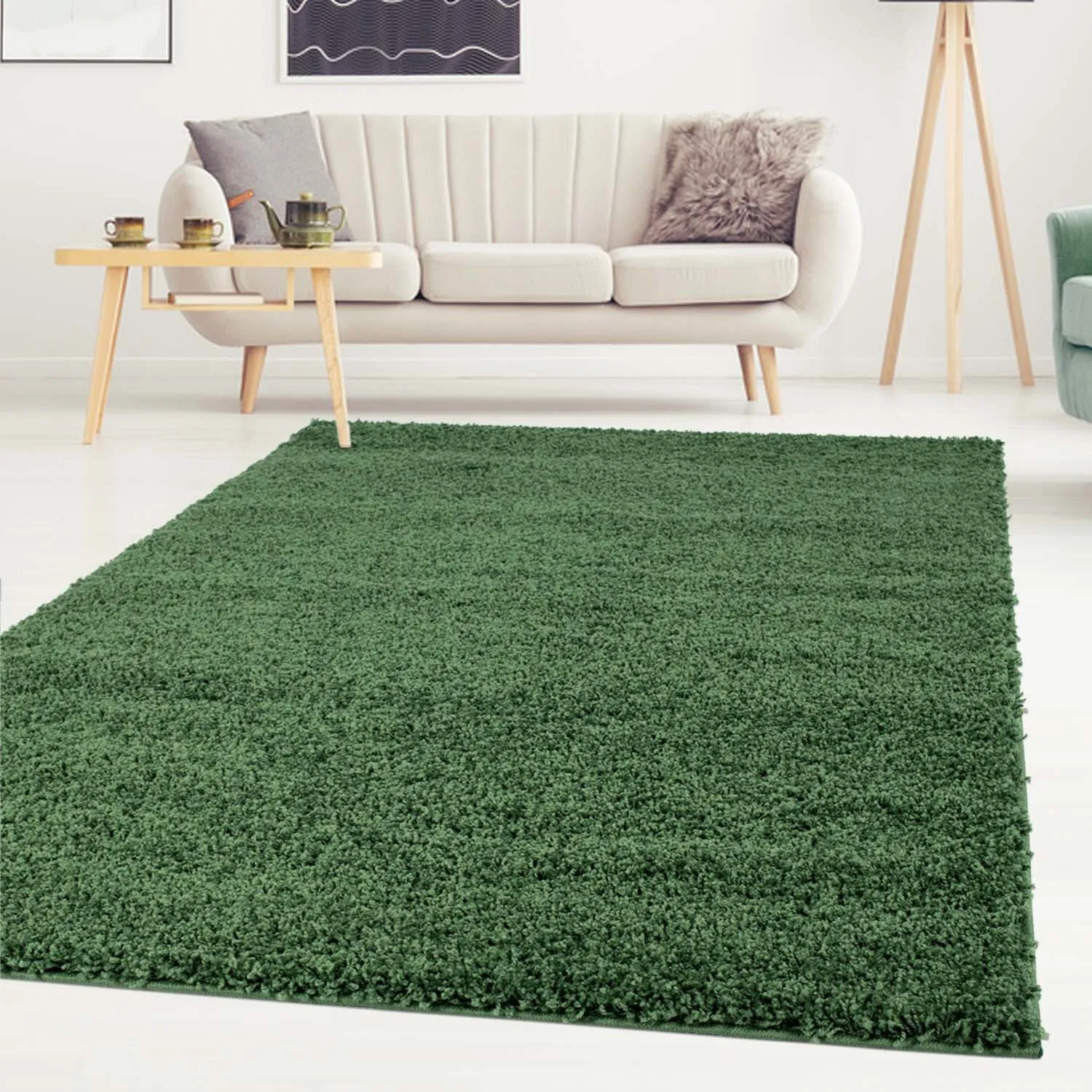 Hoogpolig vloerkleed - Trim (groen)