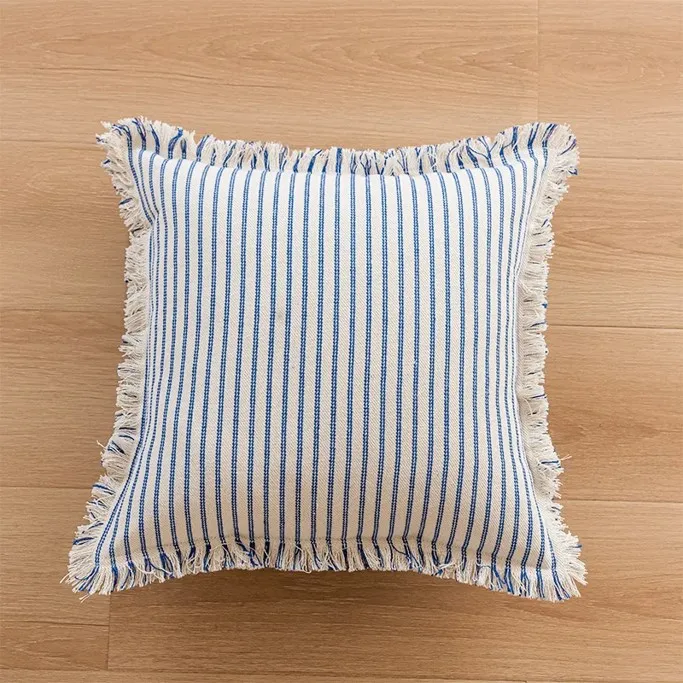 Kussensloop - Fringed (blauw)