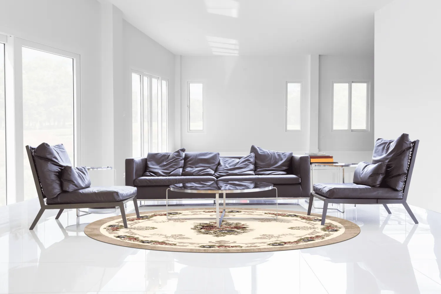 Rond vloerkleed - Delpha (beige/multi)