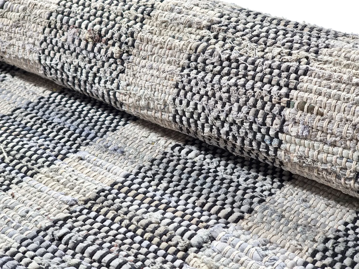 Denim vloerkleed - Ally (zwart/gebroken wit)