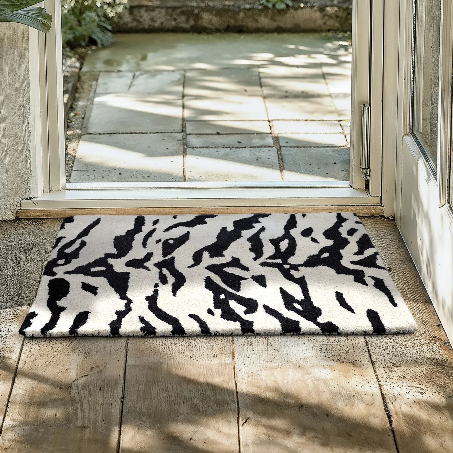 Deurmat - Zebra Tufted Wool Premium (wit/zwart)