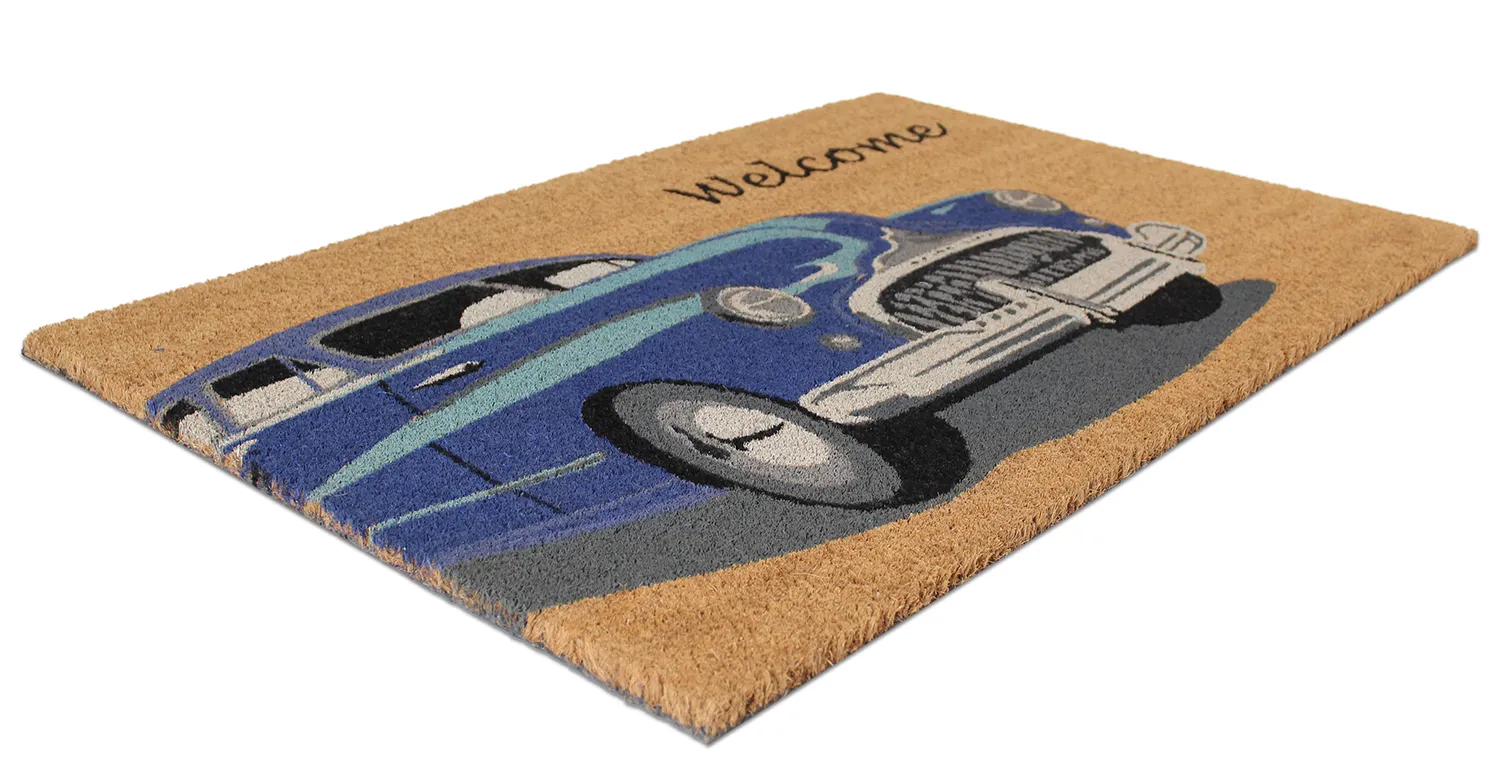 Deurmat - Car (blauw)