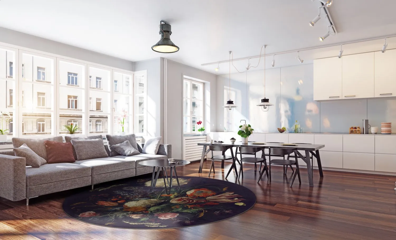 Rond vloerkleed - Rich Flowers (multi)