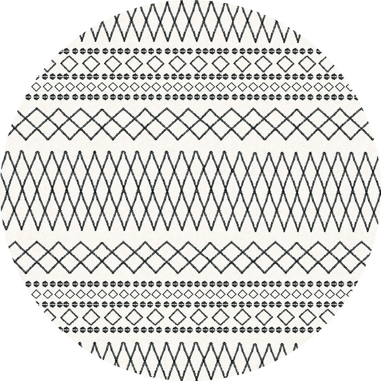 Rond vloerkleed - Safi (zwart/wit)