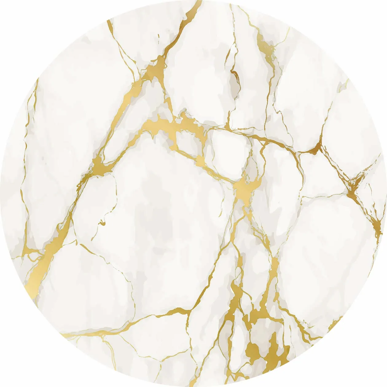 Rond vloerkleed - Cesina (stone/wit/goud)