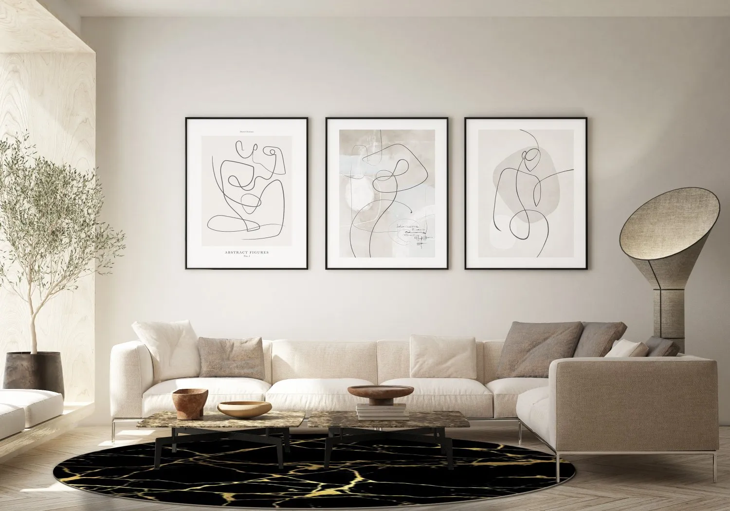 Rond vloerkleed - Vieste (zwart/goud)