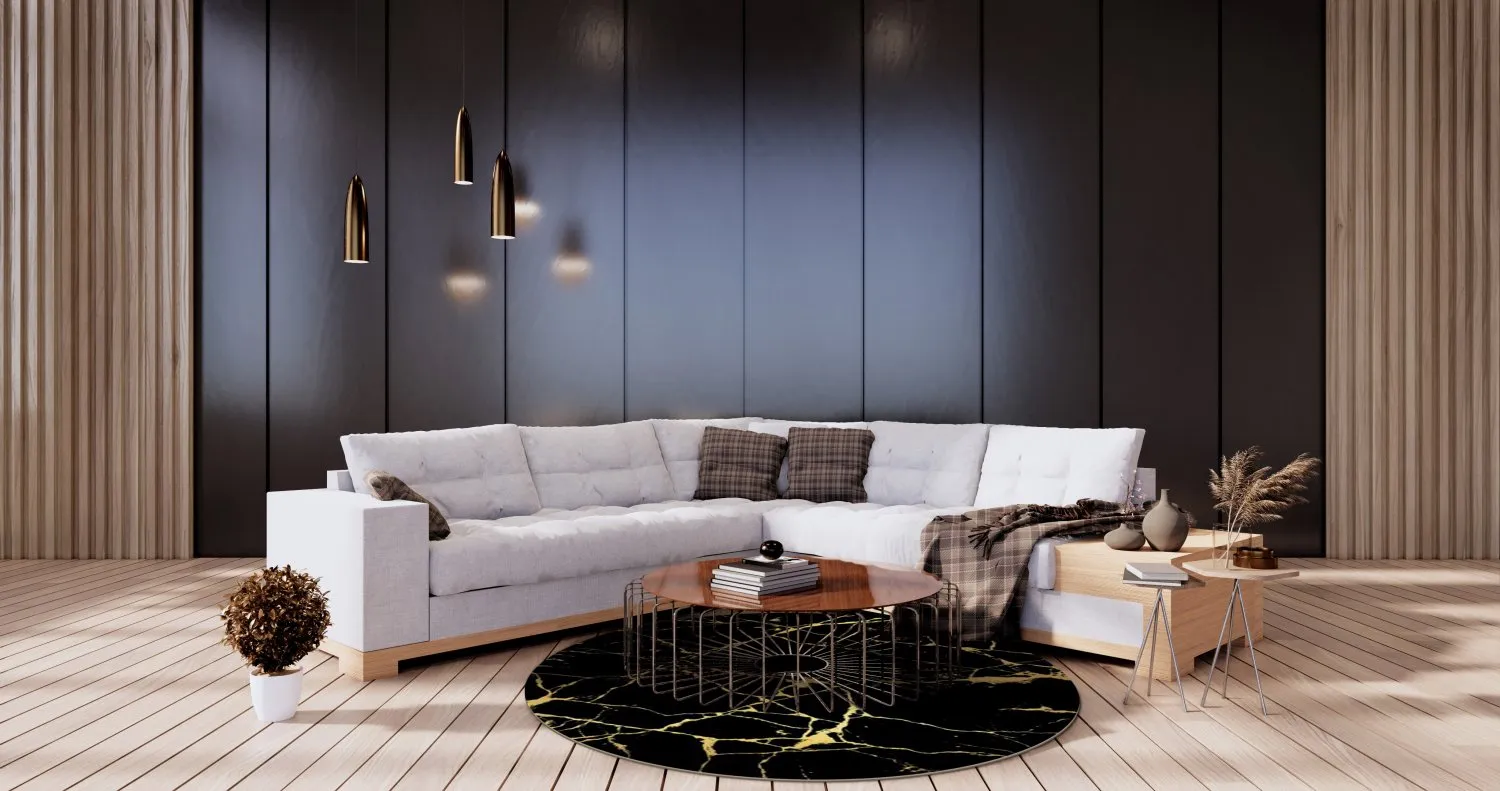 Rond vloerkleed - Vieste (zwart/goud)