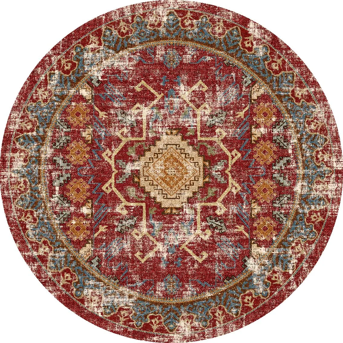Rond vloerkleed - Idri (rood/multi)