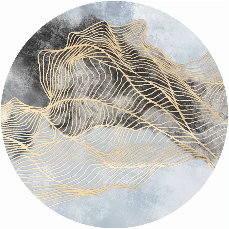 Rond vloerkleed - Ekual (blauw/grijs/goud)