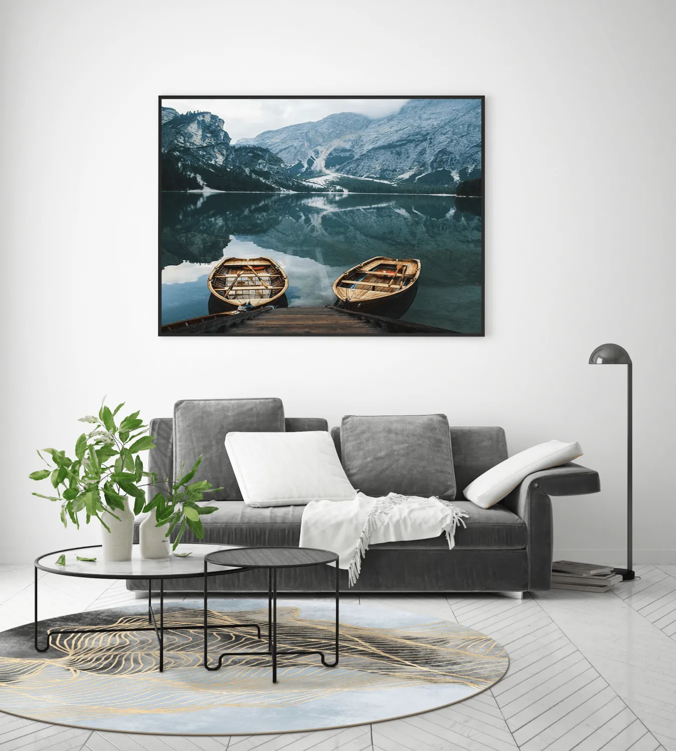 Rond vloerkleed - Ekual (blauw/grijs/goud)