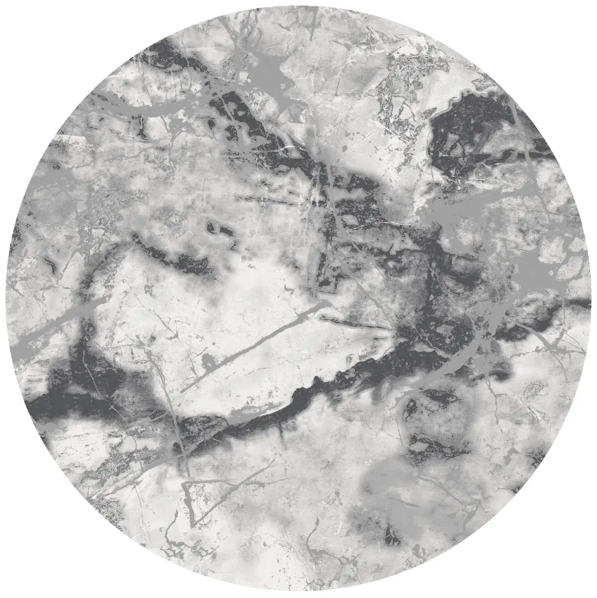 Rond vloerkleed - Mermer (grijs/wit)