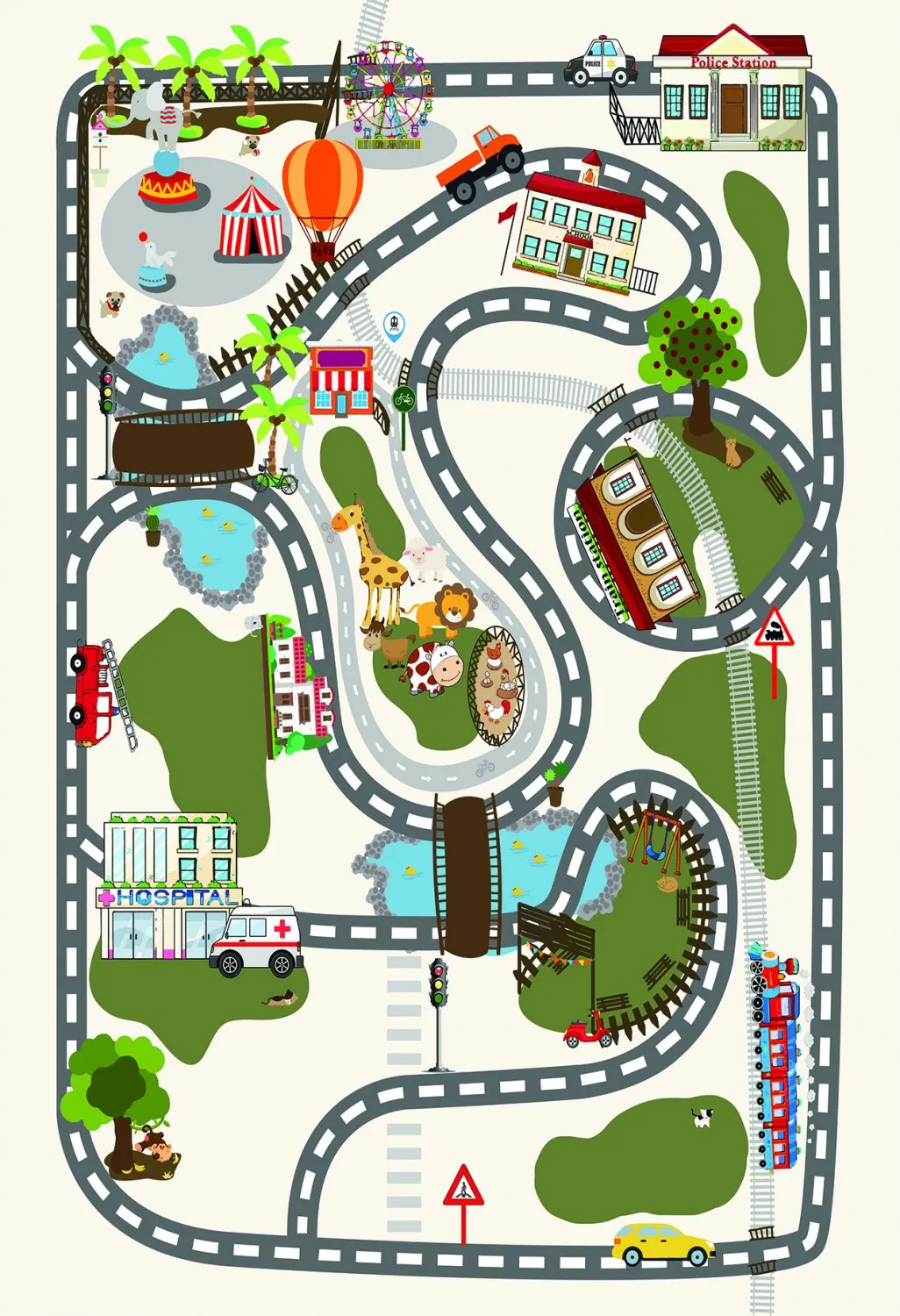 Kindervloerkleed - Little Town