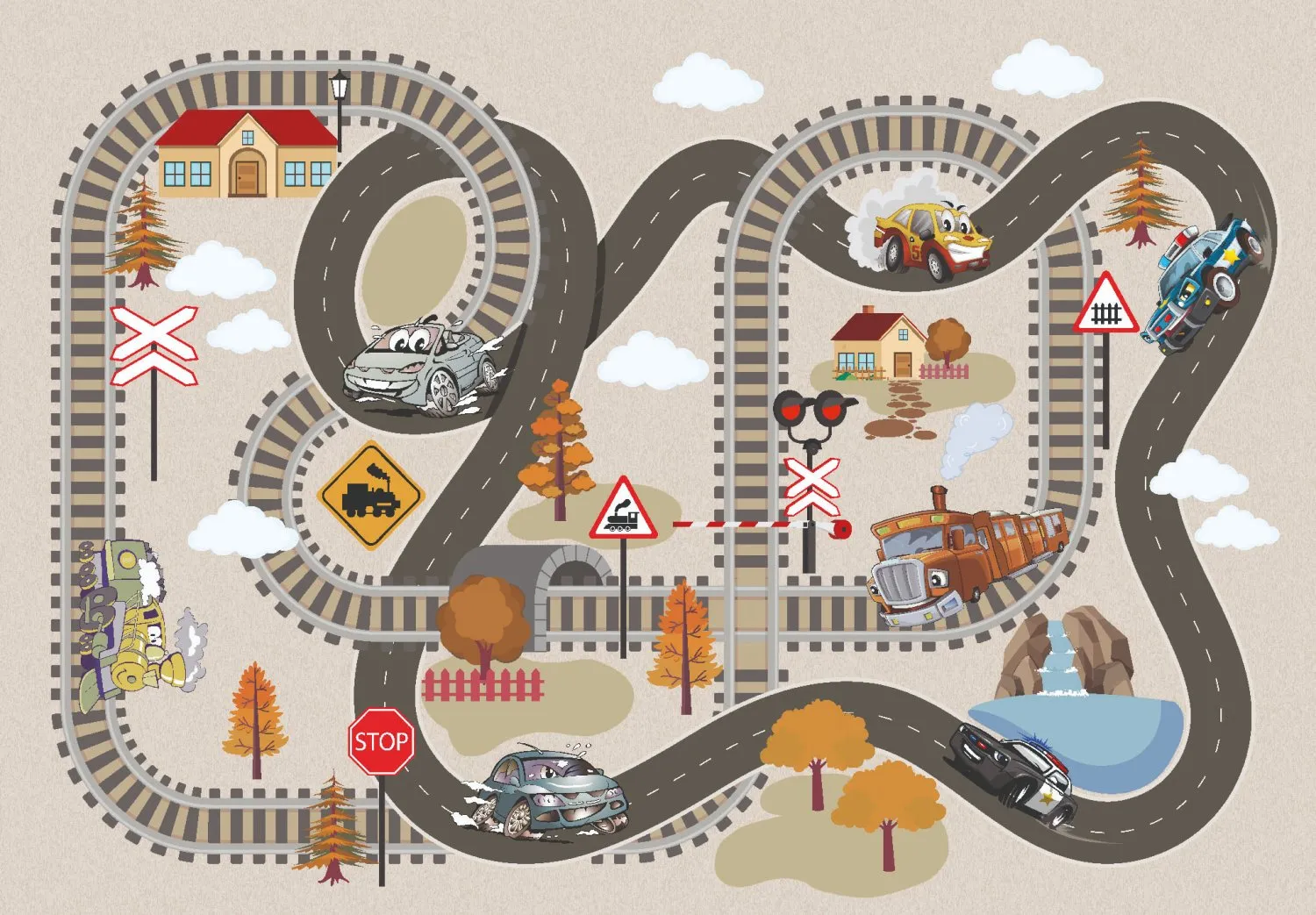 Kindervloerkleed - Autumn Town